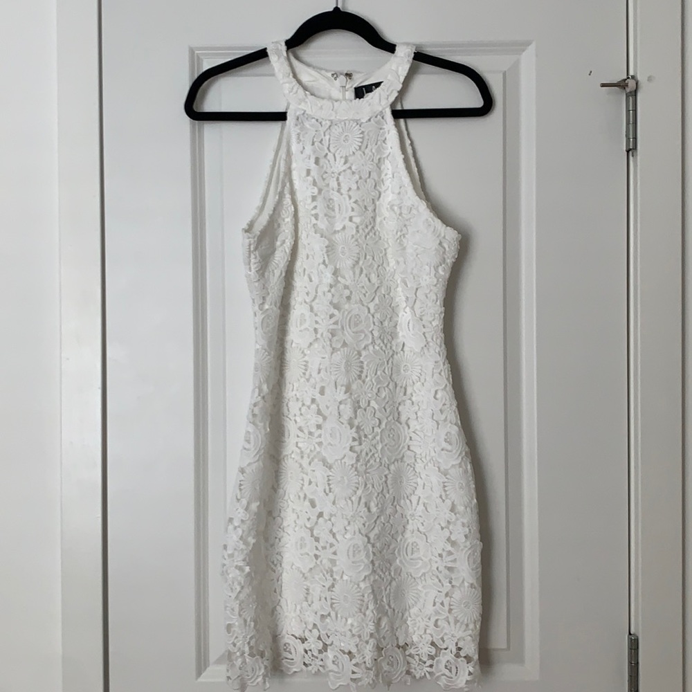 Lulus Love Poem White Lace Mini Dress